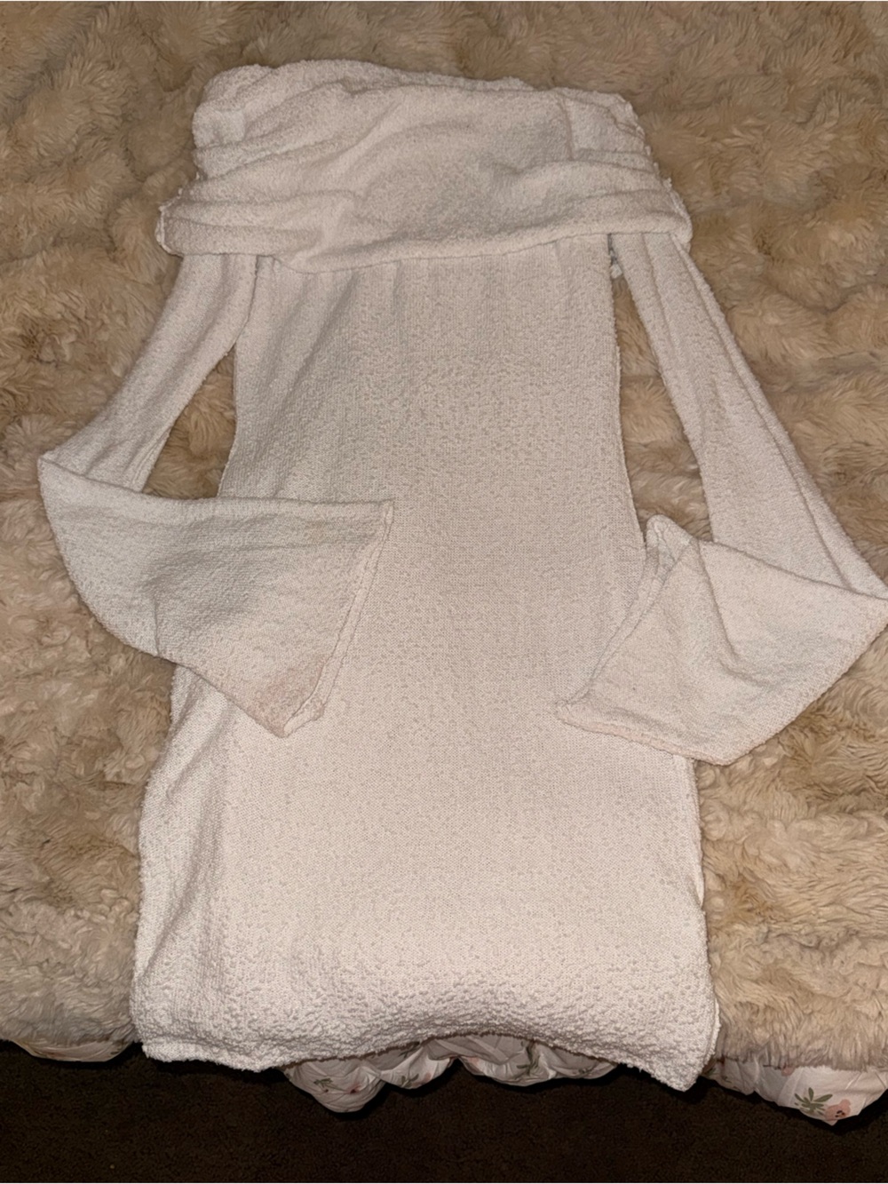 Cozy Off-Shoulder Cream Women's Sweater Dress
